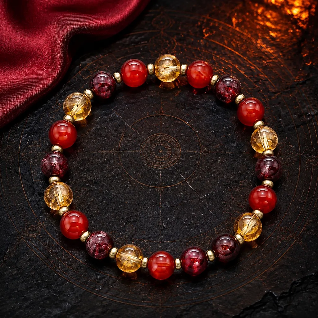 Fire Element Guardian crystal bracelet and ritual set