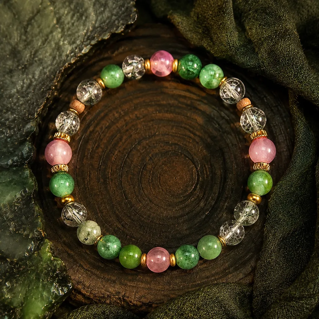 Wood Element Guardian crystal bracelet and ritual set